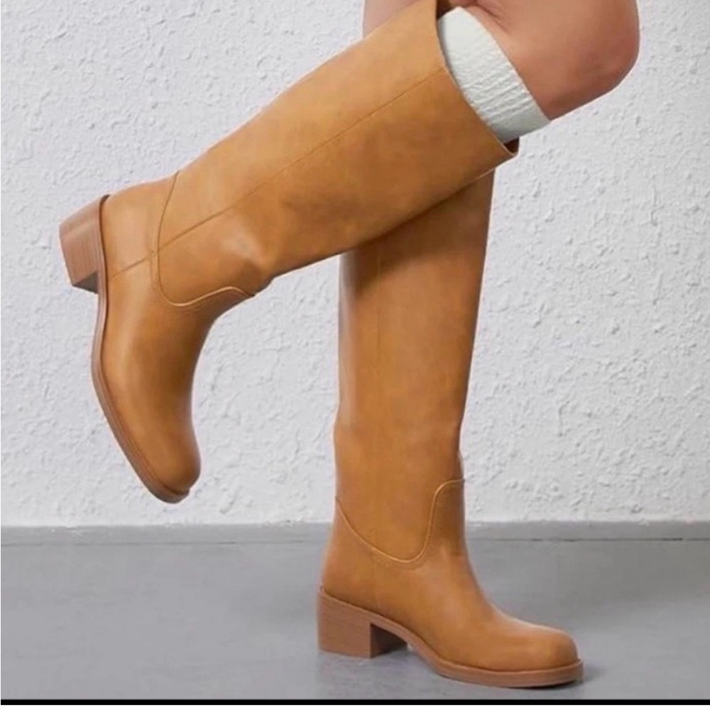 Frye Banana Leather Campus Camryn Tall Pull On Boots - Picture 6 of 6